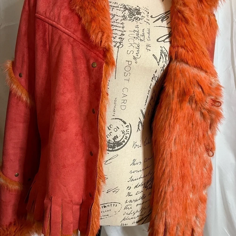 Mechant Faux Fur Orange Jacket - Picture 3 of 10